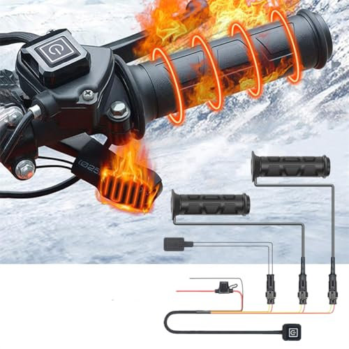 MIOLOE Heizgriffe Motorrad, 12V Fahrradgriffheizung Smart 3 Gang Temperaturregelung ATV Scooter Heizgriffe Universal für 22mm Lenker (1)