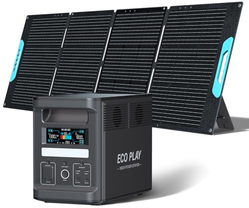 ECO PLAY Portable Power Station,1536Wh LiFePO4 Battery Backup, Expandable Capacity up to 4kWh, 1.1H to Full Charge, Solar Input 1200W Max, UPS, APP, 1800W Solar Generator for Camping EP1800 + 200W