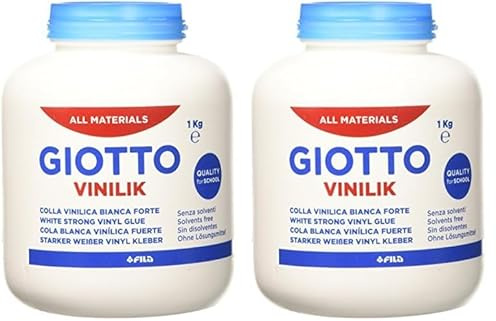 GIOTTO VINILIK - Barattolo Da 1 Kg Colla Vinilica, Colore Bianca (Confezione da 2)