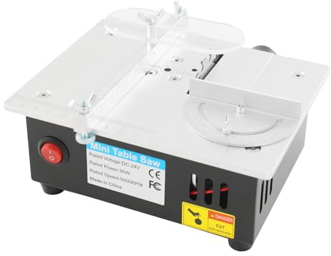 BRRIDE Mini sega circolare da tavolo elettrica con 4 lame, macchina da taglio portatile, multifunzione, piccola sega da 0,1 – 15 mm, altezza regolabile per la lavorazione del legno