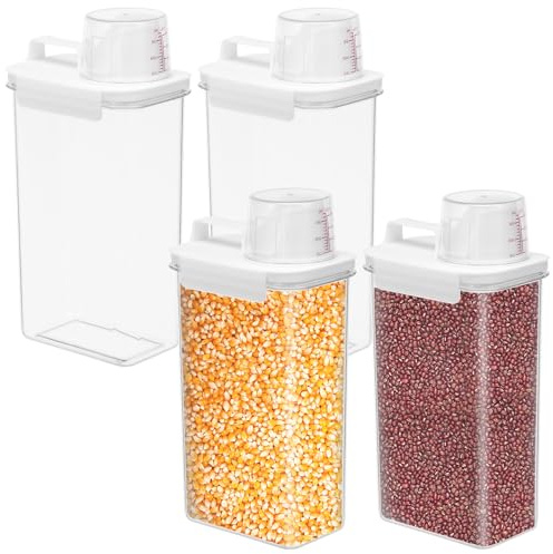 Zhjiutak 4pcs Cereal Storage Containers,Plastic Food Kitchen Storage Containers,Food Grade and BPA Free,Practical Cereal Dispenser,Pantry Organization Ideal for Cornflakes Flour