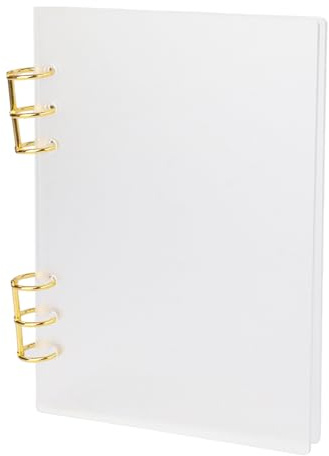 A5 Clear Binder 6 Ring Frosted Acrylic Binder Planner Cover with 60 Sheets Lined Paper, Loose Leaf Personal Planner Binders, Gold Metal Round Ring