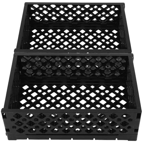 Hemobllo Contenitori di Plastica Pieghevoli 2 Pezzi 30x20x10 Cm Maniglia, Casse di Stoccaggio Impilabili per Cucina, Ufficio e Bagno, Organizer Salvaspazio e Portatile