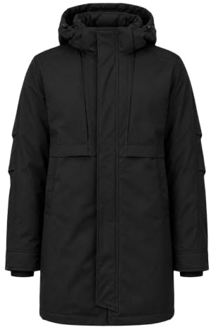 Allthemen Manteau Doudoune Homme à Capuche Parka Hiver Epaisse Chaud | Mi-Longue,Col Montant,Matelassée Coupe-Vent,Poches Multifonctions,Imperméable,Zip,Poignets Élastiques Froncés,Business Casual