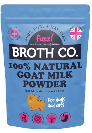 Fuzzl Broth Co. 100% Natural Goat Milk Powder for Dogs and Cats (250g) | Human-Grade Puppy & Kitten Milk Replacer | Probiotic Digestive Support & Skin Coat Health | Large Value Pack