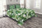 ABAKUHAUS Blatt Tagesdecke Set, Watercolored Banana Tree, Set mit Kissenbezügen Waschbar, für Doppelbetten 264 x 220 cm, Grün Dunkelgrün