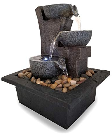 Danner Manufacturing, Inc., Aura Meditation Fountain with 3 Tiered LED Waterfall, Pack of 1, 03801