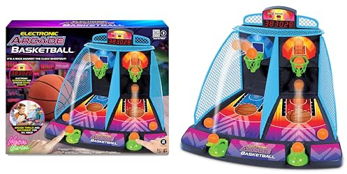 RED5 Jeu de Basket Arcade Néon Électronique 2 Joueurs - Table Basketball avec Tableau Score LED et Sons - Jeu de Tir Sportif de Bureau Design Fluo - Idée Cadeau Fun pour Enfants et Adultes