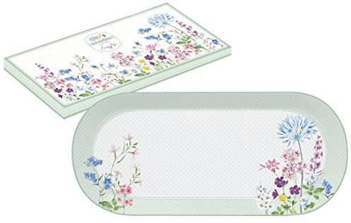 COFFRET PLAT A SERVIR 33,5X15CM EN PORCELAINE FLORAISON