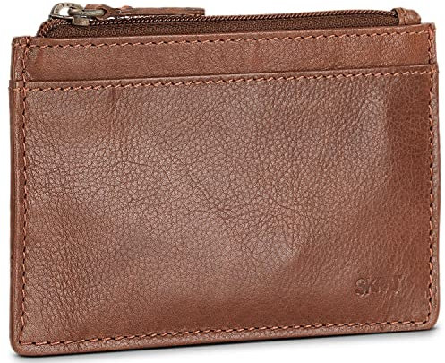 SKPAT - Geldbeutel & Schlüsseltasche Klein - Schlüsseletui Schlüsseltasche - Schlüsseletui Leder - Autoschlüssel Tasche - Schlüssel Etui, Tan
