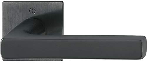 HOPPE Dallas Door Handles on Rosette Square with Quick Pin Door Fitting for TS 35-45 mm Matte Stainless Steel