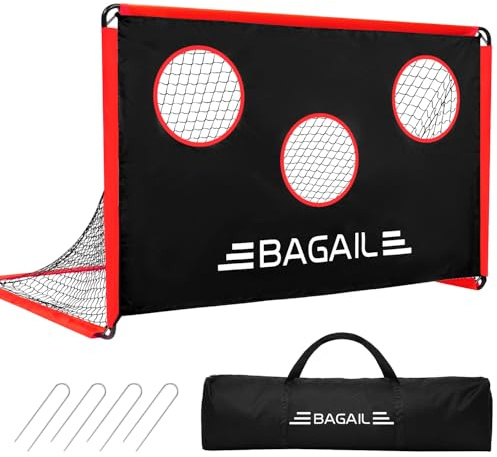 BAGAIL Upgraded Soccer Goal with Target, 2-In-1 Designed, Football Goal, Portable Carry Bag, Easy to Set up, Ideal for Garden Shooting Training and Recreational Matches, 180x120cm