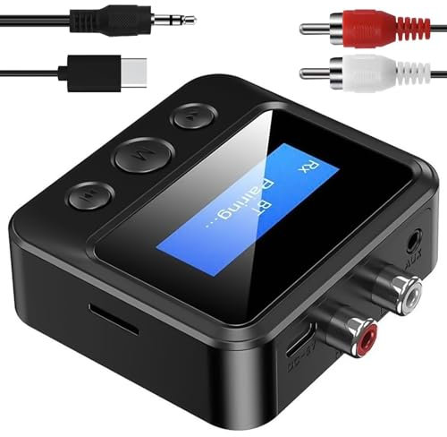Trasmettitore ricevitore Bluetooth 5.3, adattatore audio wireless 2 in 1, con bypass Low Latency On/Off Switch Display 3,5 mm AUX Optical RCA per TV Stereo