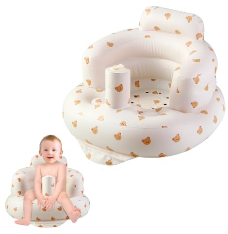 PandaEar Inflatable Baby Seat for 3 Months+, Inflatable Infant Chair Toddler Floor Seats with Built in Air Pump for Sitting Up, Bear