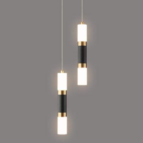 ZYBWL Moderna Luz Colgante Negra 2 Llama LED Mini Lámpara de Comedor para Cocina, Salón, Dormitorio, Bar - Negro Oro, Altura Ajustable