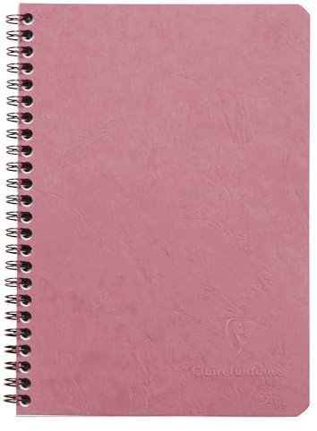 Clairefontaine 785326C - Spiralbuch Spiralheft Age Bag DIN A5 14,8x21 cm, 50 Blatt kariert, 90g, Einband gekörnt mit Lederstruktur, Altrosa, 1 Stück