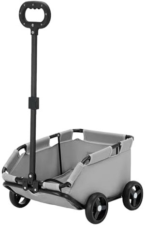 nawoefii Haustier-Kinderwagen für kleine Hunde, Hundewagen mit 4 Rädern, zusammenklappbar, für kleine Hunde und Katzen, Haustier-Spazierwagen für Reisen, Einkaufen, Spazierengehen, Spielen Grau
