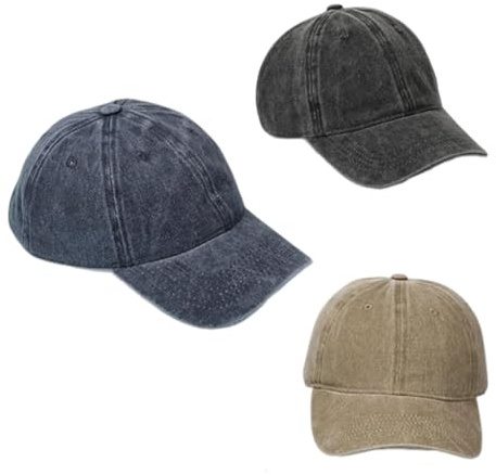 Fonyiunce 3 Piezas Gorra Beisbol, Gorra Vaquera Vintage, Gorras de Hombre Verano Transpirable, Gorra Beisbol 100% Algodón, Pariencia Gastada, para Casuales Running Beisbol Tenis Golf