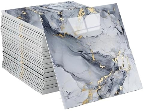 JMORCO Självhäftande vinylgolv 10–40 stycken keramiska plattor 3D imitation marmor för väggrenovering, självhäftande vattentäta dekorativa klistermärken (grått guld, 20 st)