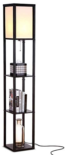 MEVZHH Lámparas de Suelo,Lámparas de Suelo de Estante Led,Interruptor de Pie Mde Madera Vertical Moderno para Sala de Estar Y Dormitorio con Soporte de Caja Abierta