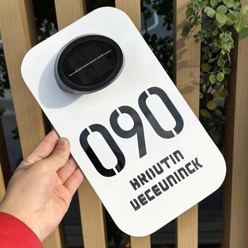 Placa Solar Personalizada Con El Número De La Casa Para Pared Exterior, Placa Acrílica 3D Personalizada Con Luz, Placas Modernas Para Exteriores Con El Número De La Casa(6.3x11in)