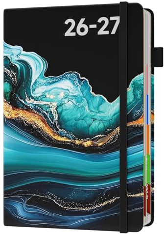Sailingvan Academic Diary 2026-2027 Page A Day A5, July 2026 - June 2027, 26-27 Mid Year Diary with Colorful Tabs, 400 Pages 80-gsm Paper, 2 Bookmarks, Pocket - 2026-27 Planner for Teachers, Students