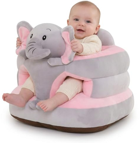 Baby-Sit-up-Stuhl, Elefanten-Sit-Me-Up-Bodensitz für Babys, weiches Plüsch-Stützkissen mit rutschfester Basis, Säuglingszubehör (grau), Heimdekoration