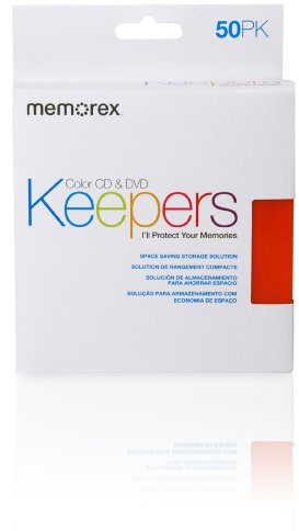 MEMOREX CD/DVD PLASTIC KEEPERS 5 COLORSx10pcs 50 PACK