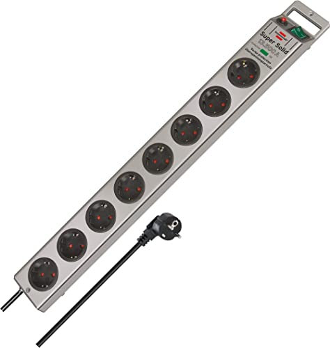 Brennenstuhl Super-Solid / 8-prises 2,5m 4.500A (argent) avec Protection contre les surtensions