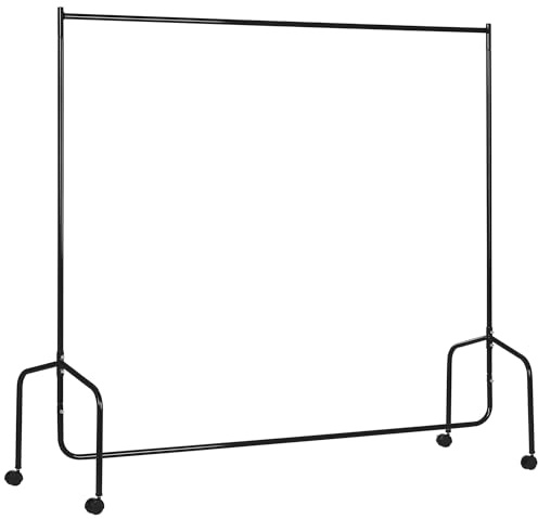 HOMCOM Portant à Vêtements avec Roulettes Tringle a Vêtement solide Charge 140 Kg 180 x 60 x 170 cm Porte-Manteau en acier noir