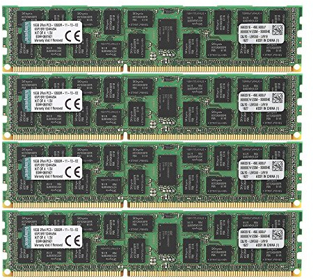 Kingston KVR16R11D4K4/64 RAM 64 GB 1600 MHz DDR3 ECC Reg CL11 DIMM Kit (4 x 16 GB) 240-Pin