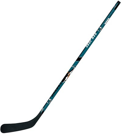 Franklin Sports NHL San Jose Sharks Team 48-Inch Vinyl Hockey Stick (Left), Junior, Teal