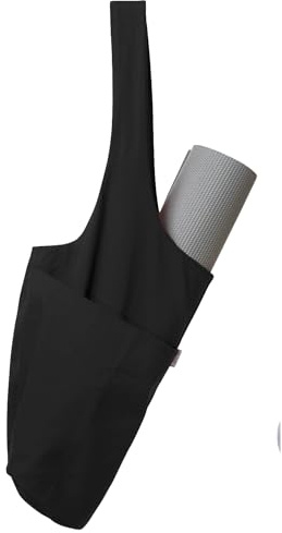 Yogiii Yoga Mat Bag | The ORIGINAL YogiiiTote Yoga Bag | Sling Mat Tote w/Large Side Pocket & Zipper Pocket | Yoga Mat Carrier Fits Most Size Mats (Obsidian Black)