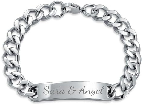 Personalised Stainless Steel Bracelet for Men | Customised Gifts for Him | Perfect for Birthdays and Special Gifts | Customised Chain Bracelets | Men's Jewellery