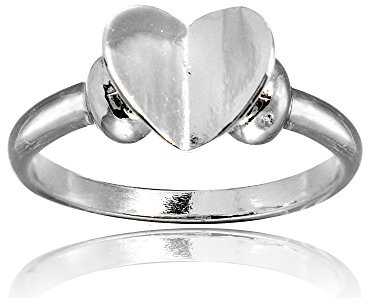 Hoops & Loops Sterling Silver Polished Folded Heart Ring, Size 6