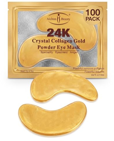 AICHUN BEAUTY 10/20/30/40/100 Paia di Cristalli in Polvere D'oro 24K Collagen Maschera Per Gli Occhi Foglio Patch Anti Invecchiamento Rimuovere Borse (100)