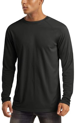 MAGCOMSEN Men's Long Sleeve UV Sun Protection Shirts UPF 50 Black