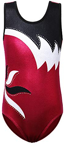 ZNYUNE Ragazza Tuta da Ginnastica Ginnastica Bambini Maglia Leotard Competizione Ginnastica Body Turn Body 3-14 Anni 208 Winered 12A