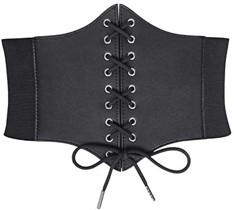 JasGood Damen Korsett Gürtel Schnürkorsett Elastischen Breiten Band, Gebundener Waspie Taille Gürtel Hüftgurt für Damen Halloween,Schwarz,73cm(Anzug für Taille 66cm-74cm)