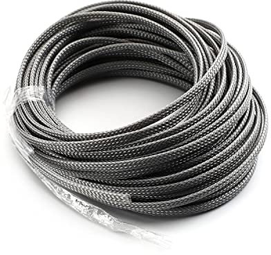 Othmro Manchon de Câble Tressé Flexible et Extensible Largeur : 4 mm, Longueur : 10 m, Gris, Convient aux Câbles d'alimentation, aux Câbles Audio-Vidéo, aux Câbles de Fixation et d'interconnexion