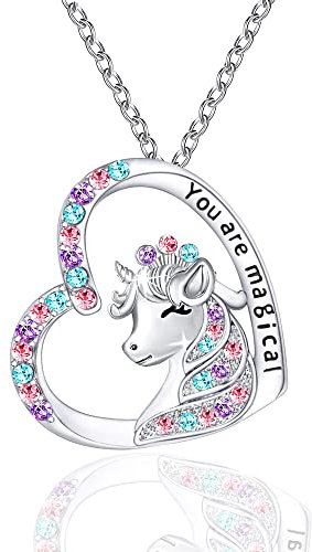 Luckimoli You are Magical Necklace for Girls Crystal Heart Pendant Necklaces Jewelry Gifts for Girls Daughter Granddaughter Niece Birthday
