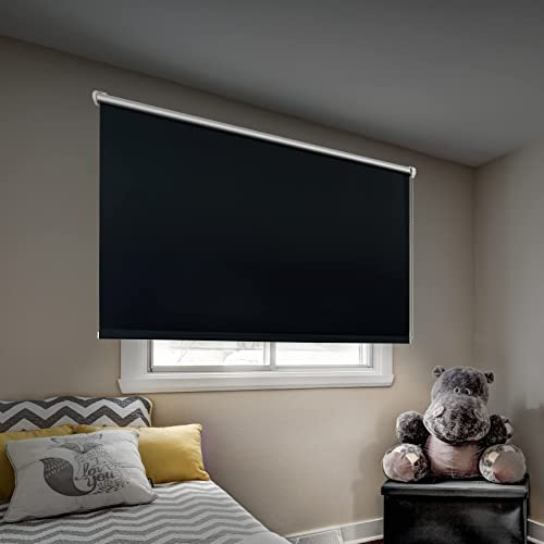 STORESDECO - Verdunkelungsrollo Klemmfix ohne Bohren, Klemmrollo Blackout Thermo, Rollo Blickdicht einfache Montage, Ideal für Flügelfenster | Easy Fix Thermo, Schwarz, 75 cm x 180 cm