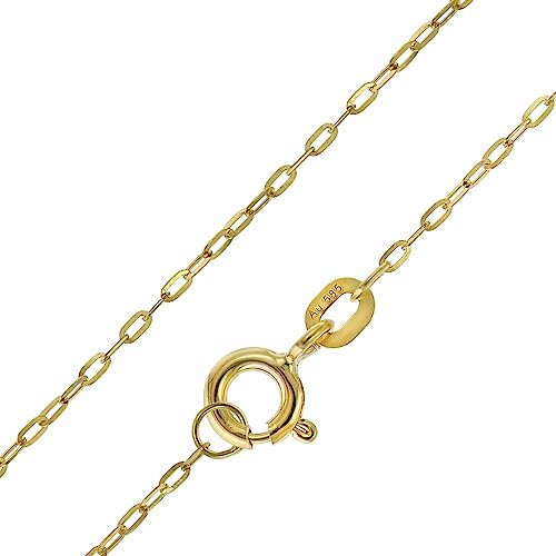 trendor Damen-Halskette 585 Gold / 14 Karat Flachanker 1,1 mm breit zauberhafter Halsschmuck aus Echtgold für Frauen, wunderschöne Geschenkidee, 51895-45 45 cm
