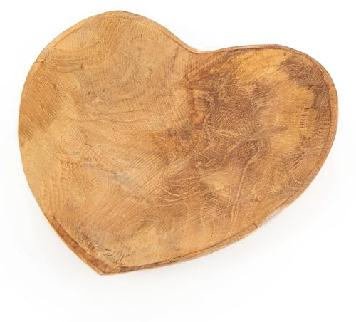 Logbuch-Verlag Bandeja corazón madera 15 cm - cuenco de madera decorativo - decoración rústica boda - corazón de madera
