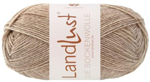 LANA GROSSA Landlust die Sockenwolle 50g | Klassisches Sockengarn in edlen Melangefarben aus 80% Schurwolle (Merino) & 20% Polyamid | 50g waschmaschinenfest zum Stricken & Häkeln | 210m Garn FB1609