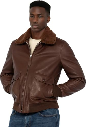 Schott NYC Homme Lcaviation24 Veste En Cuir, Marron, S EU