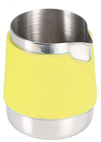 Brocca da caffè isolata antiscottatura con tazza per schiuma di latte in acciaio inossidabile per fare latte art come regalo per l'home office (Yellow)