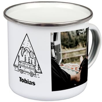 ORWO – 300 ml Campingtasse aus Emaille | Emaille Tasse Camping personalisiert | Camping Tasse mit Namen bedrucken | hochwertiger Druck: handmade in Germany (Camper)