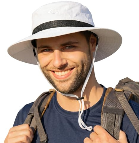TOP-EX UVCoolix™ Chapeau de soleil pour homme UV Protection, Unisexe imperméable Chapeau de pêcheur avec large bord, FPS 50, réglable, respirant, pour aventures en plein air, randonnée, safari