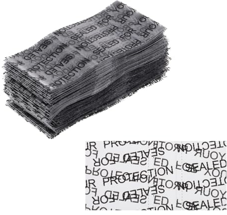 PATIKIL 57x28mm PVC Perforated Shrink Bands, 250Pcs 0.05 mm/2 Mil Thickened Heat Shrink Seal Wrap Fit for 1-1.25 Cap Diameter Essential Oil Bottles Jars Cans Tin Word Style, Clear